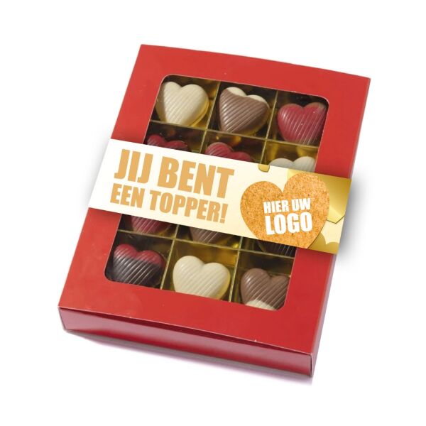 12 chocolade hartjes - Jij bent een topper